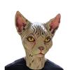 EraSpooky Sphynx Cat Halloween Costume Latex Animal Creepy Carnival Party Mask view 1