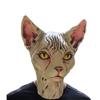 EraSpooky Sphynx Cat Halloween Costume Latex Animal Creepy Carnival Party Mask view 2