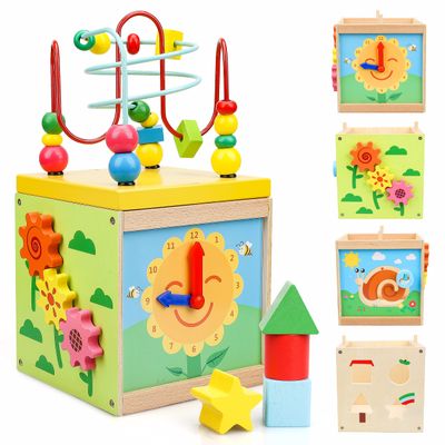 TOY Life Wooden Baby Activity Cube for Toddlers 1-3 Learning Toys for 1 Year Old with Busy Cube Bead Maze for Toddlers 1-3 Educational Toys for 1+ Year Old 9 10 Month Baby Toy Gifts