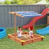 Kids Sandbox with Cover, 46.5" Wooden Sand Box w/Adjustable Canopy, Large Outdoor Cedar Sandpit for Backyard Play view 2