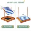 Kids Sandbox with Cover, 46.5" Wooden Sand Box w/Adjustable Canopy, Large Outdoor Cedar Sandpit for Backyard Play view 3