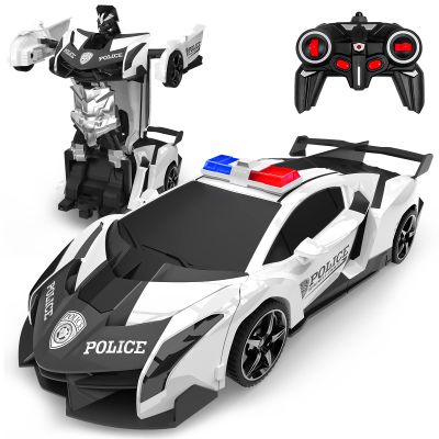 BLUEJAY Transform Rc Cars for Boys 4-7 8-12, 2.4Ghz 1:18 Scale Remote Control Car Transforming Robot, One-Button Deformation 360 Rotation and Drift Car Toy Gifts for Boys 3-5 (White)