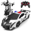 BLUEJAY Transform Rc Cars for Boys 4-7 8-12, 2.4Ghz 1:18 Scale Remote Control Car Transforming Robot, One-Button Deformation 360 Rotation and Drift Car Toy Gifts for Boys 3-5 (White) view 1