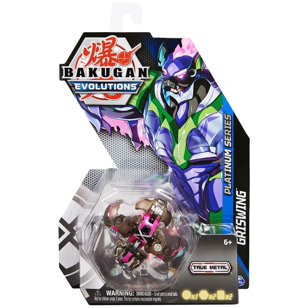 Bakugan Evolutions, Griswing, Platinum Series True Metal Bakugan, 2 BakuCores and Character Card, Kids Toys for Boys, Ages 6 and Up