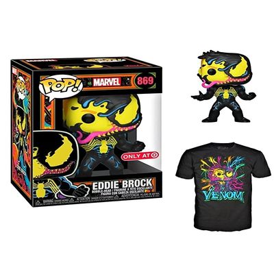 Black Light Venom (Eddie Brock) Funko Pop &Tee Size Large