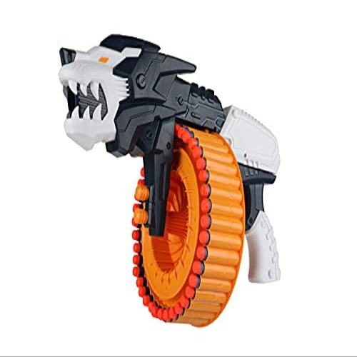 Sakar Wolf Blaster - Includes 40 Darts, 3 Target Cans for Blasting, Rotating Barrel That Shoots Up to 60 Feet,White,Va90708