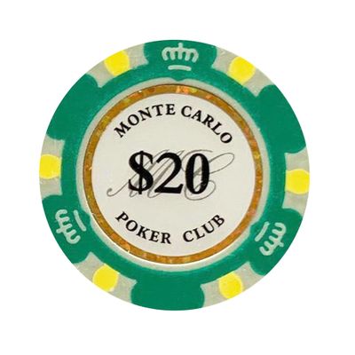 The Poker Store Monte Carlo Smooth 14 Gram Poker Chips - 100 Poker Chips (Dark Green 20)