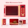Cuterabit Toy Microwave Oven Playset with Light and Sound, Toy Kitchen Appliances for Kids, Play Kitchen Accessories and Toy Food for Toddlers 3 Year Old Up Girls Boys, Red view 2