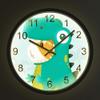 Geek Alerts Voice Activated LED Lighting Dinosaur Cartoon Wall Clock Cartoon Dino Metal Frame Silent Movement Wall Watch Nursery Children's Room Decor view 1