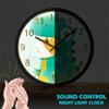 Geek Alerts Voice Activated LED Lighting Dinosaur Cartoon Wall Clock Cartoon Dino Metal Frame Silent Movement Wall Watch Nursery Children's Room Decor view 2