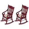 ibasenice 2pcs Dollhouse Wooden Chair Mini Wood Rocking Chairs Miniature Chairs Model for 1: 12 Dollhouse Furniture Decoration Accessories view 1