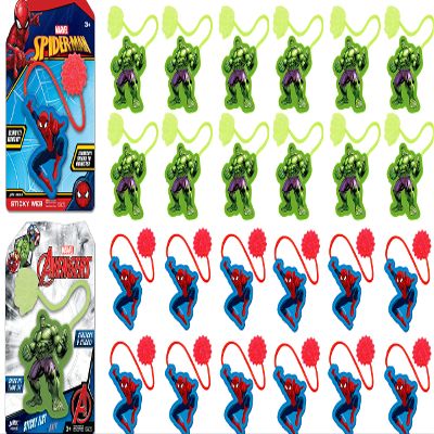JA-RU Marvel Spiderman & Hulk Sticky Stretchy Fidget Toy (24 Units) Just Like Sticky Hands for Kids Bulk Treasure Box Toys for Classroom Prizes. Kids Goodie Bag Stuffers. AB-6809-24