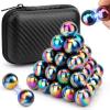 Dilabnba 28PCS Rainbow Hematite Magnetic Ball Fidget Toy for Adults, Men Women Magnetic Hand Roller Office Desk Toys for Gifts, Science Kit Rare Earth Magnets with Fiber Case, Age 15+ view 1
