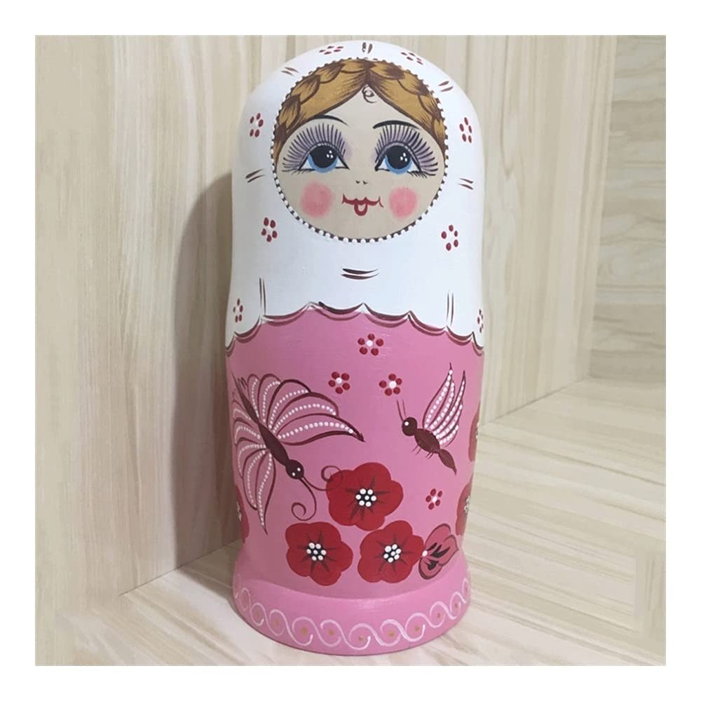 LWSX Russian Nesting Dolls 10 Piece Cute Matryoshka Souvenir Russian Nesting Dolls Handmade Wooden Creative Children's Day Toy (Color : A)