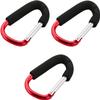 Yinpecly 3Pcs Stroller Hooks by Baby,5.51 inch Length Large Stroller Hooks for Mommy,Convenient Organizer Hook Bag Clips Pram Pushchair Grocery or Diaper Bags Holder, Red view 1