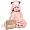 MINIBOO Hooded Baby Towels for Newborn & Toddler - Super Soft Baby Bath Towels with Hood, Highly Absorbent Viscose Made from Bamboo Hooded Towel for Girls, Newborn Essentials. view 1