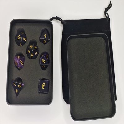 7 Piece Polyhedral Amethyst Gemstone RPG Dice Set for DND Dungeons and Dragons Pathfinder MTG, Purple
