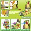 unanscre 3 in 1 Bean Bag Toss Game Toy Outdoor for Kids, Dinosaur Foldable Cornhole Board with Pop Up Basketball Game and Dartboard Set, Gift for Birthday/Xmas Party, Outside Toys for Toddlers Age 3+ view 2