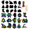Christmas Scratch Art Paper,60 Pcs Crafts Kits Magic Rainbow Scratch Cards for Xmas Tree Ornaments and Kids Birthday Decoration,with 15 Pcs Drawing Sticks & 60 Pcs Cords view 1