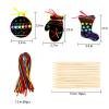 Christmas Scratch Art Paper,60 Pcs Crafts Kits Magic Rainbow Scratch Cards for Xmas Tree Ornaments and Kids Birthday Decoration,with 15 Pcs Drawing Sticks & 60 Pcs Cords view 3
