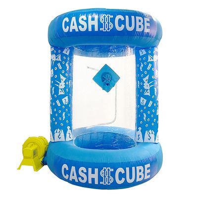 TONGFUSHE Inflatable Cash Cube Booth with 2pcs Blower and 3D Money Grab Machine - Light Blue