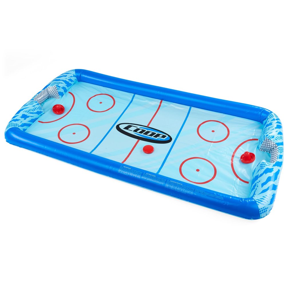 SwimWays COOP Hydro Hockey Inflatable Water Floating Table Hockey Set, Pool Toy for Kids Ages 5+