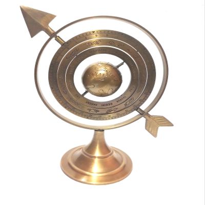 Ganga Nautical Brown Antique Size 10 Inch Brass Armillary Nautical Sphere Vintage World Globe