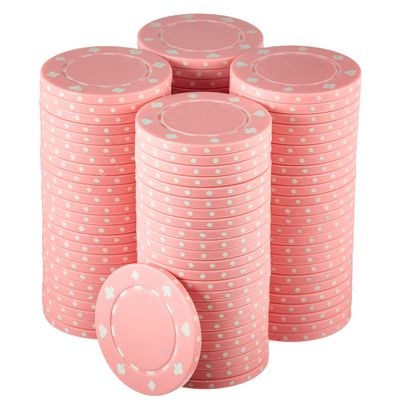 100-pack Suited Poker Chips - 11.5 Gram Casino Grade Quality Chip Set - Non-denominated Blank Poker Chips - Perfect for Poker, Texas Hold Em, Blackjack, Casino Games, Card Players and Tokens (Pink)