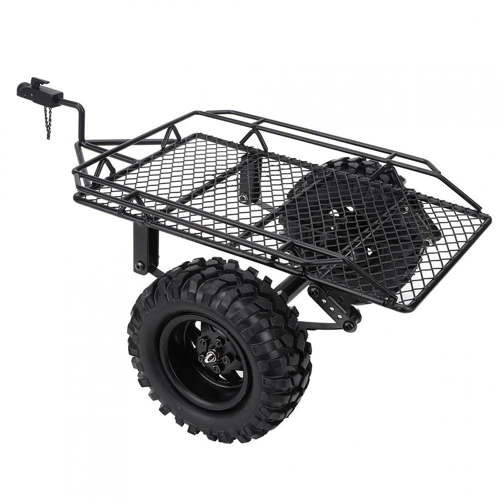 01 Trailer Hopper Trail, Metal Rc Bucket Trailer, Simulation Trailing Car Toy Set for D90 Scx10 DIY Parts Rc Crawler Car DIY Kit (Black)