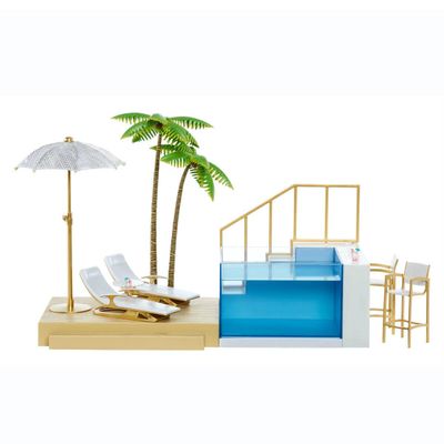 Rainbow High Color Change Playset: 7-in-1 Light-Up Multicolor Changing Pool, Adjustable Umbrella, and Pool Accessories. Fits 7 Fashion Dolls, Toy Gift for Kids Ages 6 7 8+ to 12
