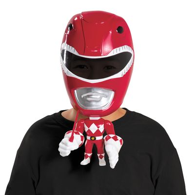 Disguise Red Ranger Mask, Official Mighty Morphin Power Rangers Mega Mask Costume Accessory, Child Size Costume Mask with Moving Parts