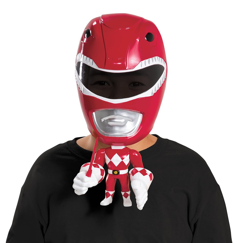 Disguise Red Ranger Mask, Official Mighty Morphin Power Rangers Mega Mask Costume Accessory, Child Size Costume Mask with Moving Parts