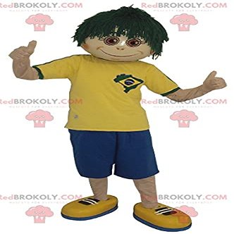 SPOTSOUND Boy REDBROKOLY Mascot with a green wig