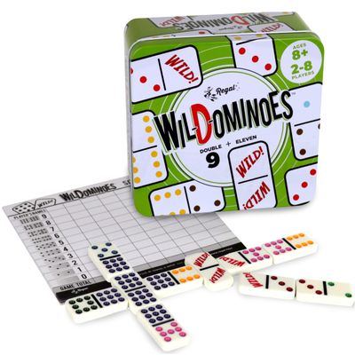 Regal Games  Wild Spinner Dominoes  Compatible with Spinner and Double 9 Dominoes - Fun Family-Friendly Game  Includes Score Pad and Rules Sheet  Ideal for 2-8 Players Ages 8+