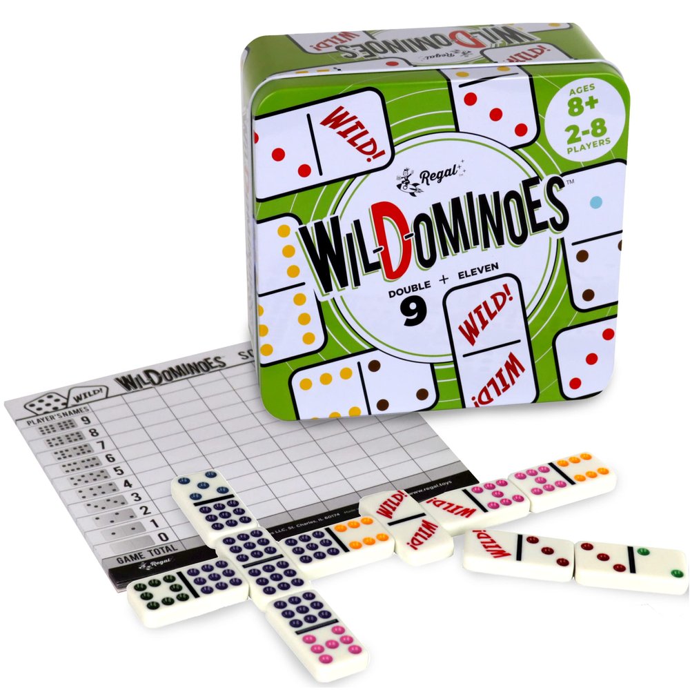 Regal Games  Wild Spinner Dominoes  Compatible with Spinner and Double 9 Dominoes - Fun Family-Friendly Game  Includes Score Pad and Rules Sheet  Ideal for 2-8 Players Ages 8+
