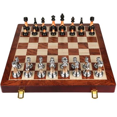 17.7in / Chess Sets Wooden Box Board Game with Storages Folding Chess Box -Beginner Chess Set for Kids and Adults ( Size : 17.7" )