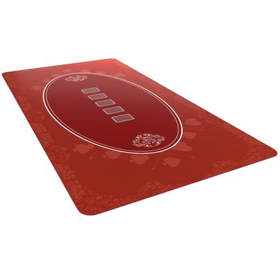 Bullets Playing Cards Poker Table Top Mat - Durable, Water-Resistant, & Non-Slip Surface - Mat with Sewn Edges for Casino Night and Texas Holdem - with Carrying Tube - Rectangular 63" x 31.5" - Red