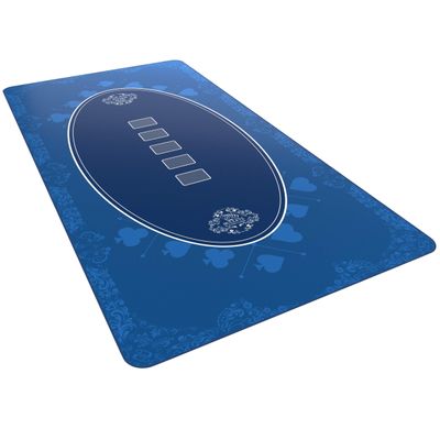 Bullets Playing Cards Poker Table Top Mat - Durable, Water-Resistant, & Non-Slip Surface - Mat with Sewn Edges for Casino Night and Texas Holdem - with Carrying Tube - Rectangular 63" x 31.5" - Blue