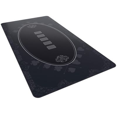 Bullets Playing Cards Poker Table Top Mat - Durable, Water-Resistant, & Non-Slip Surface - Mat with Sewn Edges for Casino Night and Texas Holdem - with Carrying Tube - Rectangular 63" x 31.5" - Black