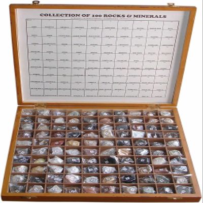 Crabby Geology Civil Educational |100 Rare Rocks & Minerals | Collection Kit in Wooden Box