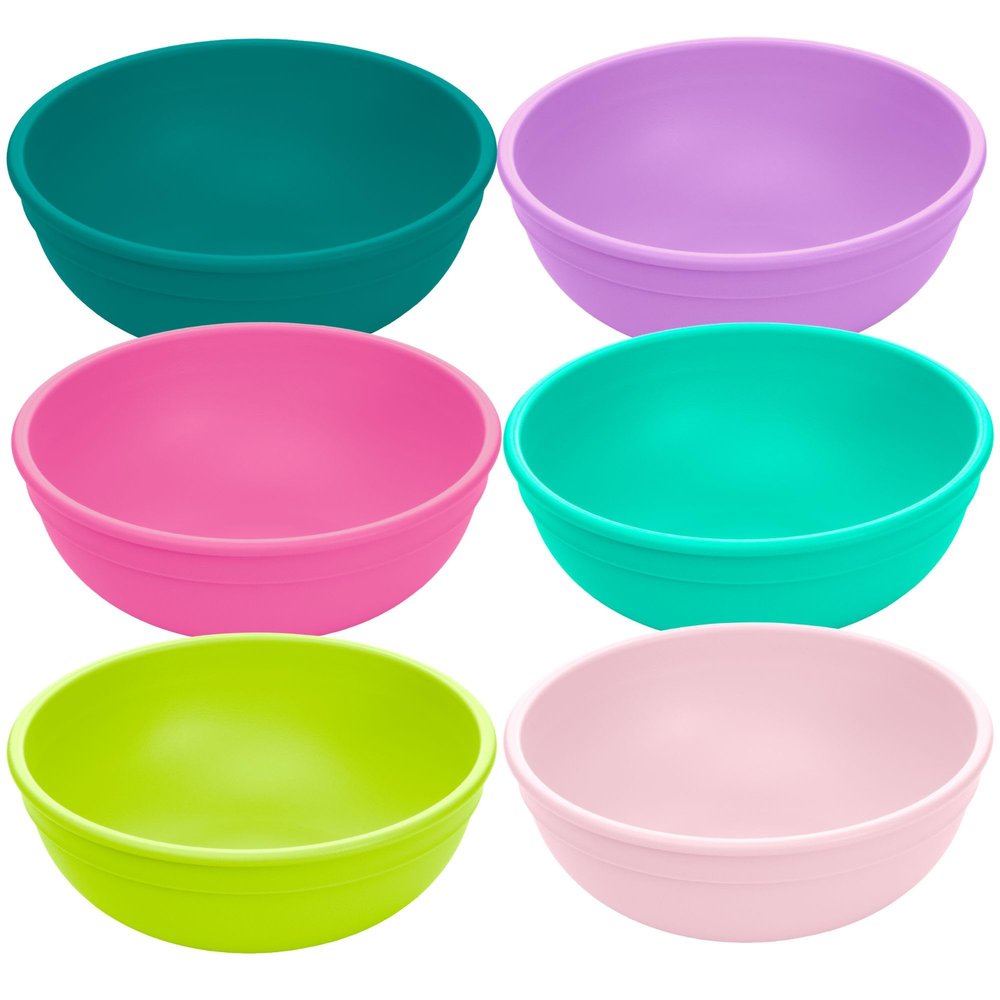 Re-Play Made in USA 20 Oz. Reusable Plastic Bowls, Pack of 6 - Dishwasher and Microwave Safe Bowls for Snacks, Cereals, and Everyday Dining - Durable Toddler Bowl Set 4.75" x 4.75" x 2" - Fairytale