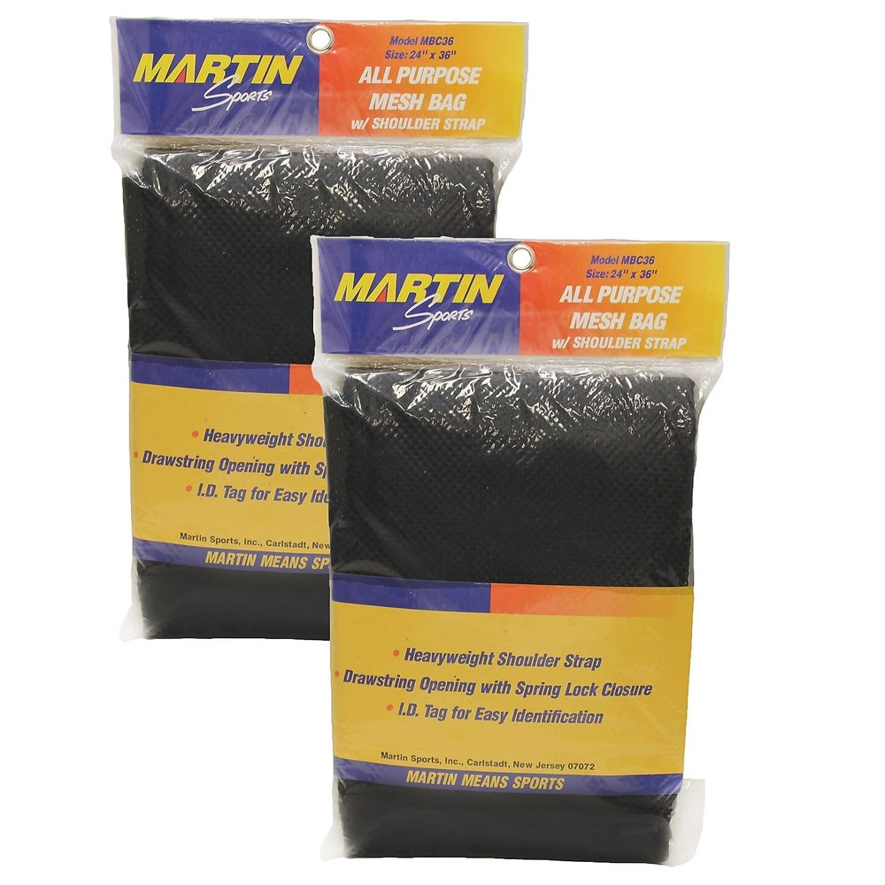 Dick Martin Sports MASMBC36BK-2 Martin Sports All Purpose Mesh Bag w/Carrying Strap, Black, Pack of 2 (MASMBC36BK-2)