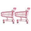 Happyyami 2pcs Mini Metal Shopping Cart Supermarket Handcart Mini Shopping Grocery Cart Utility Cart Trolley Handcart Toy Shopping Carts Mini Shopping Cart view 1