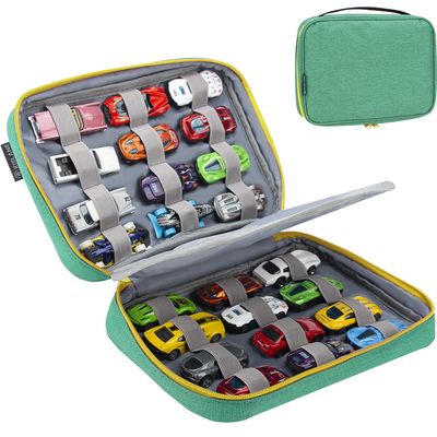 KISLANE 24 Diecast Cars Storage for Diecast Cars, Storage Case Compatible with 24 Diecast Cars, Matchbox Cars, Mini Cars, Diecast Cars Storage, Bag Only (Green)