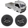 VGEBY RC Truck Wheel,2Pcs Rubber Tire 55mm Dia Aluminium Alloy Fit for D12 1/10 RC Car RC Vehicle Scale Accessories (Black) Car Model Accessory D12 Upgrades 1/10 Rc Wheels and view 2