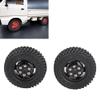 VGEBY RC Truck Wheel,2Pcs Rubber Tire 55mm Dia Aluminium Alloy Fit for D12 1/10 RC Car RC Vehicle Scale Accessories (Black) Car Model Accessory D12 Upgrades 1/10 Rc Wheels and view 3