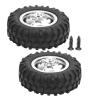 VGEBY RC Truck Wheel,2Pcs Rubber Tire 55mm Dia Aluminium Alloy Fit for D12 1/10 RC Car RC Vehicle Scale Accessories (Silver) Car Model Accessory view 3
