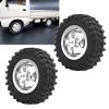 VGEBY RC Truck Wheel,2Pcs Rubber Tire 55mm Dia Aluminium Alloy Fit for D12 1/10 RC Car RC Vehicle Scale Accessories (Silver) Car Model Accessory view 4