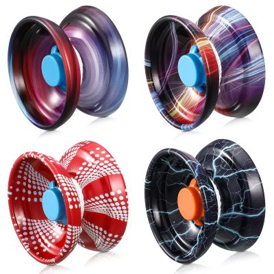 4 Pieces Yoyo Alloy Responsive Ball, Metal Yoyo String Trick Ball for Beginners, Boys, Adults Players Auto Return Technology Ball(Multi Style)