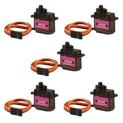 5PCS MG90S Servo Micro 9G Servo Motor Geared Micro Servo Motor 9G Smart Robot Compatible with Raspberry Pi Project Car Helicopter Airplane Boat (Control Angle 180)